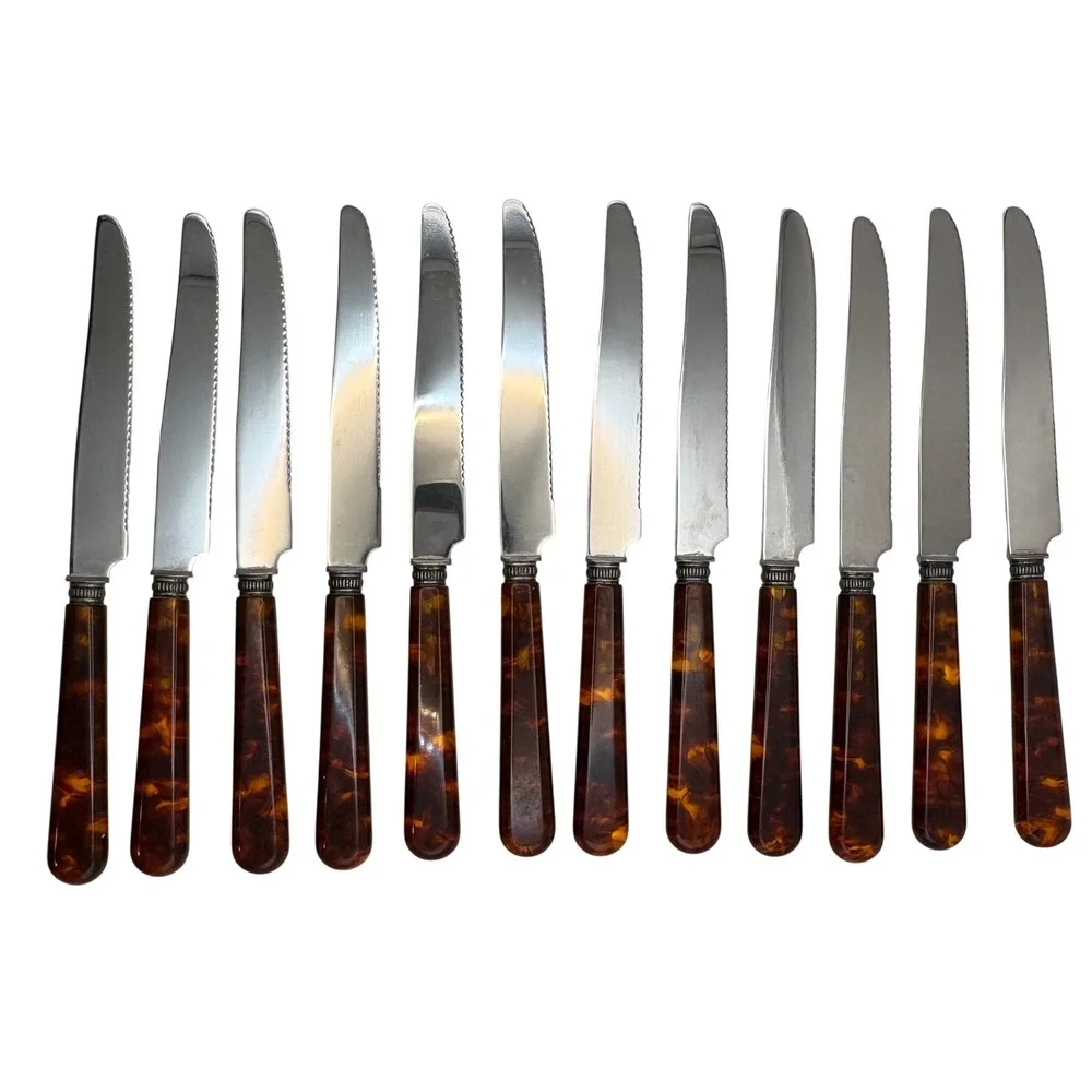 Sabre Paris Jean Dubost Tortoise French Flatware Set 60pc Service for 12 France